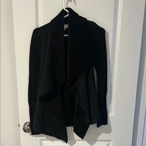 John + Jenn Black Open-Front Draped Cardigan